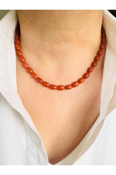 DEVİ fashion Arpa Jasper Natural Stone Necklace 45 cm
