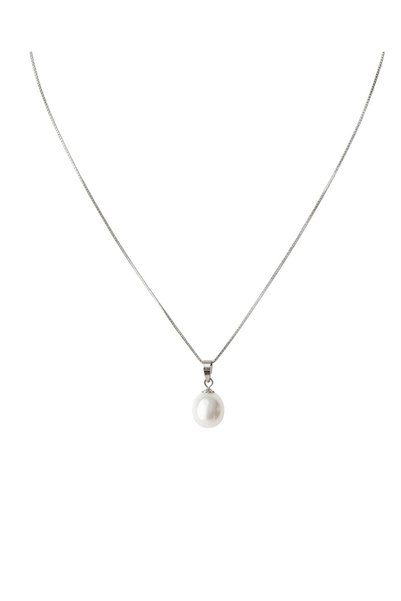 MYGRACE 925 silver necklace with pearl pendant (detachable), white, silver ch...