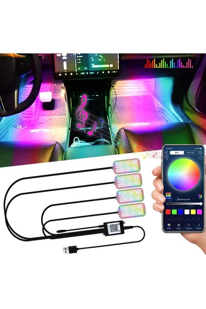 TERRIFI أضواء LED داخلية للسيارة للإضاءة المحيطة، شريط إضاءة زخرفي RGB، متواف...