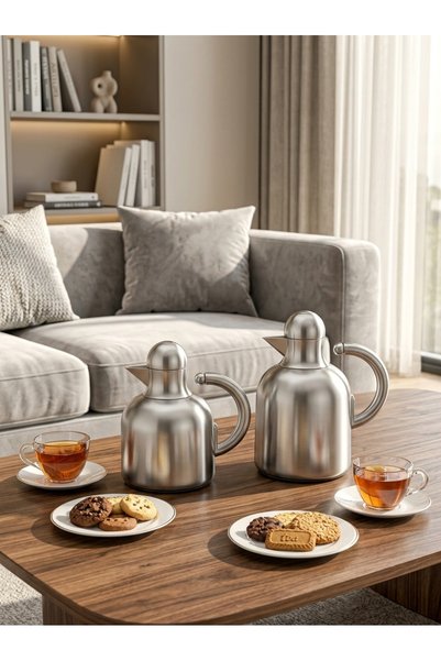 Generic Brand طقم ترامس ضيافة شاي و قهوة استيل 600 مل +1 لتر بتصميم فاخر وعصر...