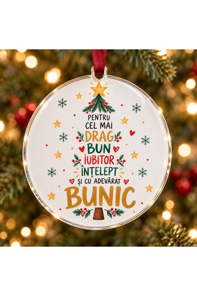 OEM Glob Crăciun plexiglas 10 cm, Bunic – brad din cuvinte