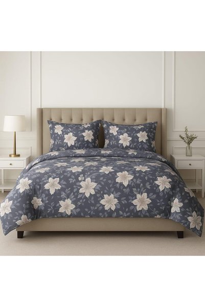 Generic 3 Pieces Flat Bedsheet Set with Floral Pattern King Size Bed Pillow C...