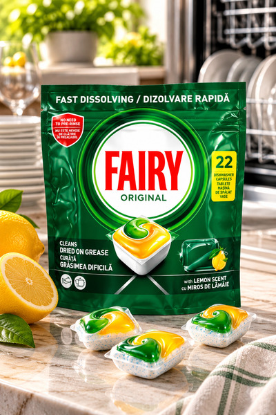 Fairy Original Lămâie, Capsule pentru Mașina de Spălat Vase, 22 buc