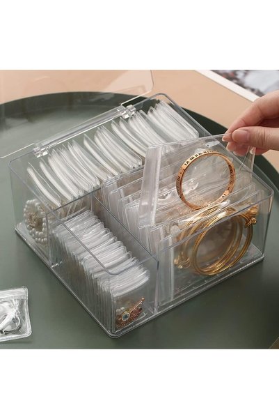 Homarket Clear Jewelry Organizer Box Transparent Earring Necklace Ring Bracel...