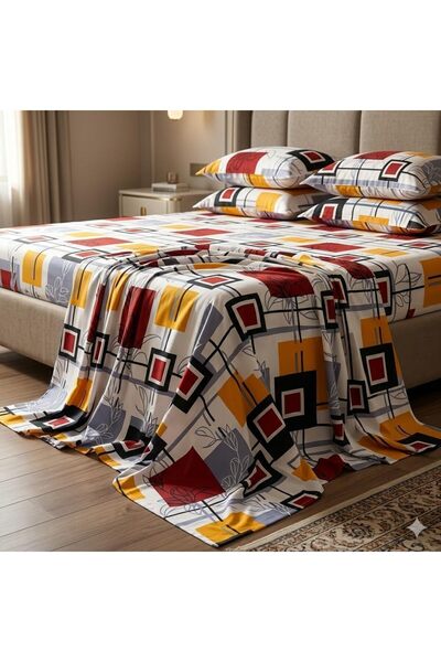 Generic 3 Pieces Flat Bedsheet Set with Floral Pattern King Size Bed Pillow C...