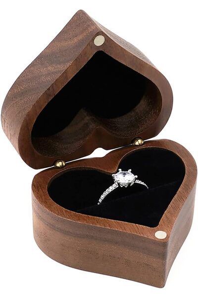 NALACAL Wedding Ring Box,Custom Wooden Engagement Proposal Ring Bearer Boxes,...