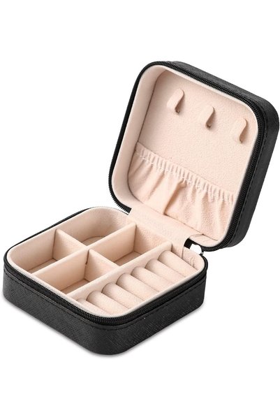 ASKIND Portable Travel Mini Jewelry Box, Leather Jewellery Ring Organizer Cas...