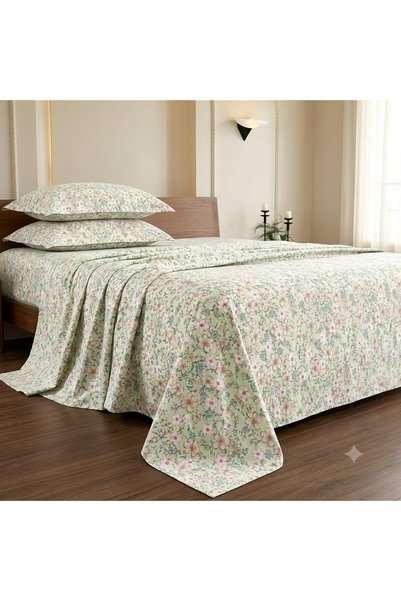 Generic 3 Pieces Flat Bedsheet Set with Floral Pattern King Size Bed Pillow C...