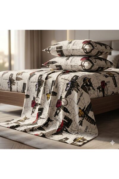 Generic 3 Pieces Flat Bedsheet Set with Floral Pattern King Size Bed Pillow C...