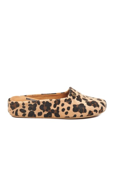 Pierre Cardin Beige Leopard Closed-Front Women's House Slippers
