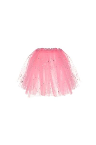 Jumbo Fusta Tutu Tul Roz cu Stele Holografice Luna & LED Intermitent pentru C...