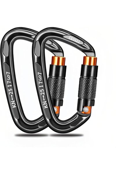 GENERAL 25kN Auto Locking Climbing Carabiner, Heavy Duty D-Shape Clips, Rock ...
