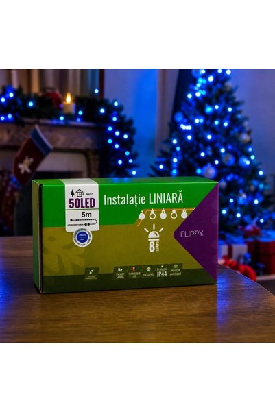 SELEXMO Instalatie de Craciun Tip Liniar, 8 jocuri de lumini, Fir Verde 5 m 5...