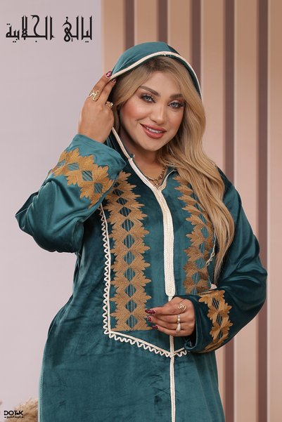 Lyaly aljlabyh جلابية شتوية بقلنسوة (قب) مخمل ملكي درجة أولى بتطريز قفطان فاخ...