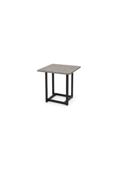 IN HOME STORE ترابيزة جانبية بتصميم عصري سطح خشبي وقاعدة معدنية رمادي وأسود