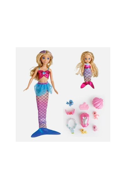 Jumbo Papusa Manechin Sirena cu Coada Accesorii & Mica Sirena 33cm