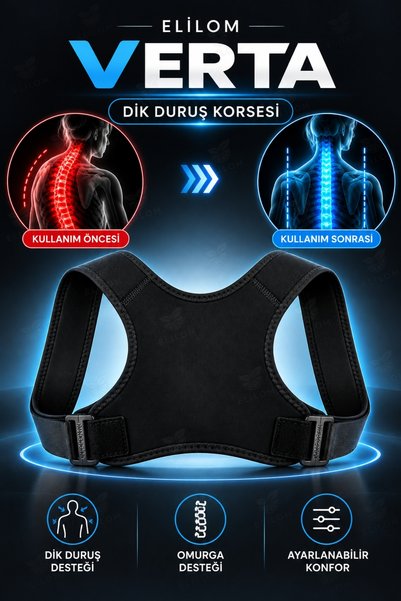 elilom Sporcu Dik Duruş Korsesi Unisex Omuz Sırt Destekleyici Kamburluk Önley...