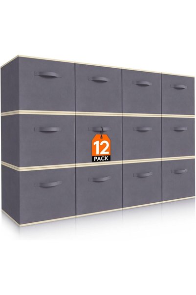 Lifewit صندوق تخزين 12 قطعة رمادي 26.5 × 26.5 × 28 سم 20 لتر