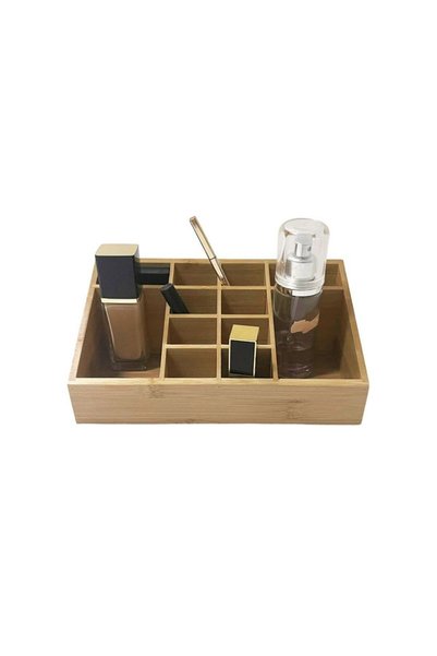 Jumbo Suport Cosmetice din Bambus 12 Compartimente 24.5x13x9.5cm