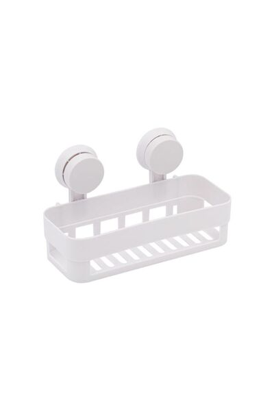 Jumbo White Bathroom Shelf with Suction Cup 26x11x7cm