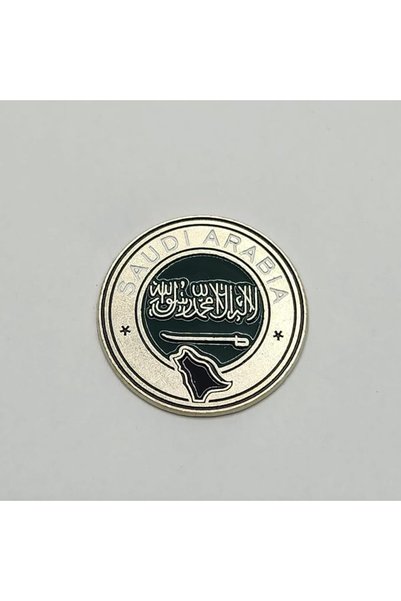 Generic ملصق معدني دائري لعلم المملكة العربية السعودية، ذهبي، لاصق 3M، للآيفو...