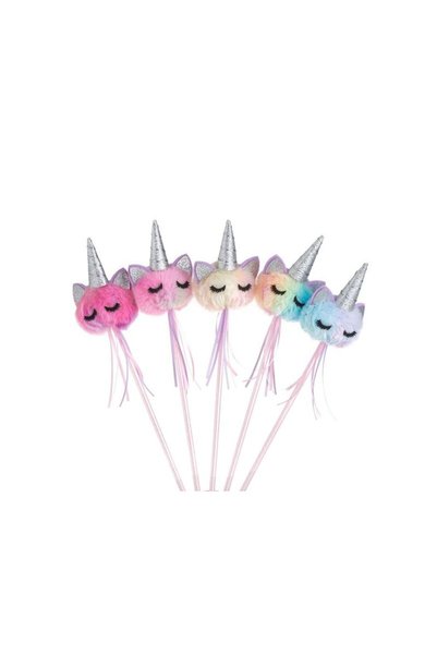 OEM Bagheta cu Cap de Unicorn 3D din Imitatie de Blana Colorata Rainbow & Gli...
