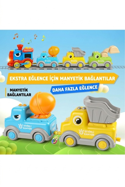 Toysberg Işıklı Sesli Buhar Çıkaran Dinozor Figürlü 17 Parça Oyuncak Tren Seti - Raylı Manyetik Tren