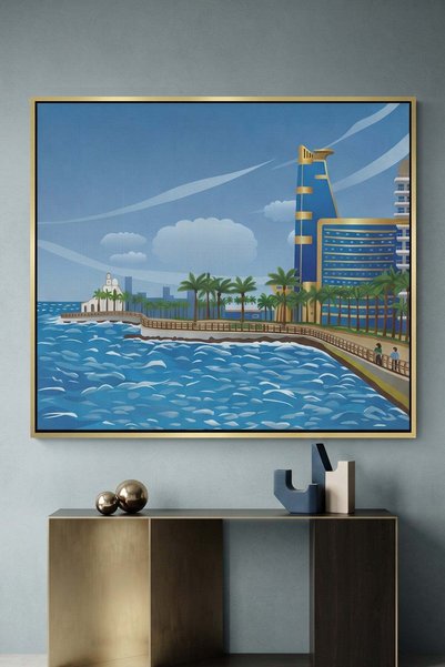 Jasmine Art Al-Rahma Floating Mosque Architecture Wall Art | Landscape Framed...