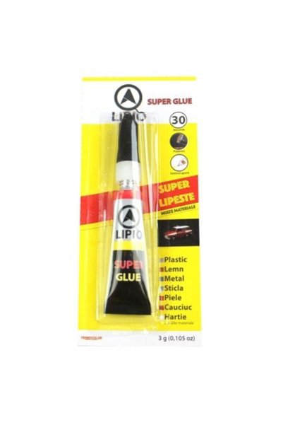 Lipio Σετ 12 αυτοκόλλητων στιγμιαίων κόλλων Super Glue, 3 γρ. το καθένα