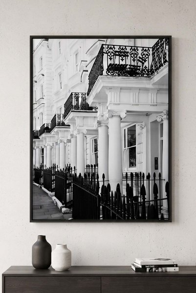 Jasmine Art Classic London Townhouses Architecture Wall Art | Portrait Framed...