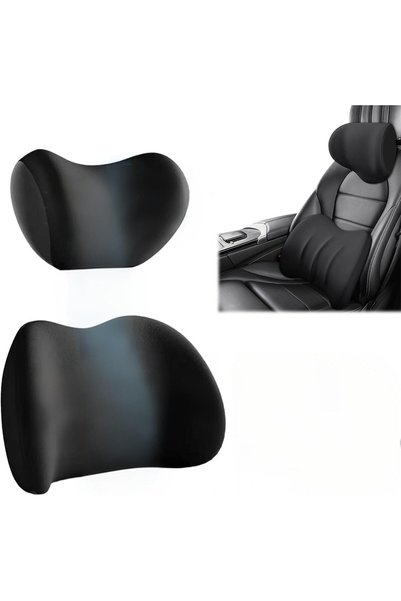 KASTWAVE Premium Memory Foam Car Seat Headrest & Lumbar Support Cushion Set, ...