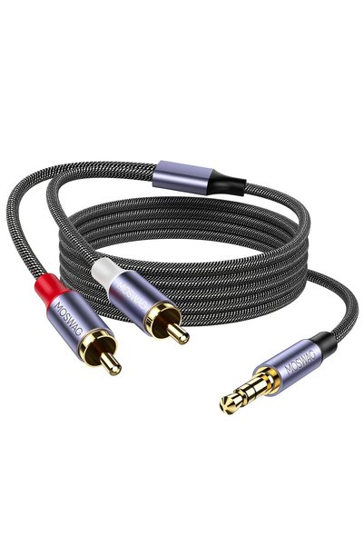 GENERAL كابل MOSWAG RCA، محول صوت ستيريو ذكر 3.5 ملم إلى ذكر 2RCA، سلك AUX RC...