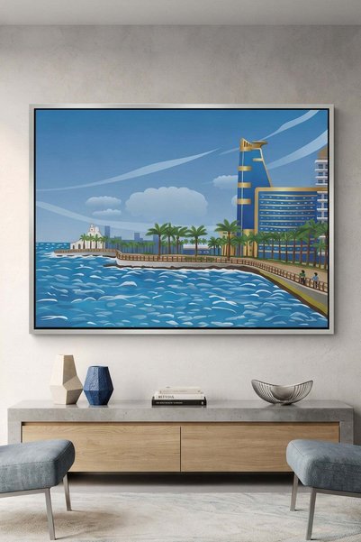 Jasmine Art Al-Rahma Floating Mosque Architecture Wall Art | Landscape Framed...