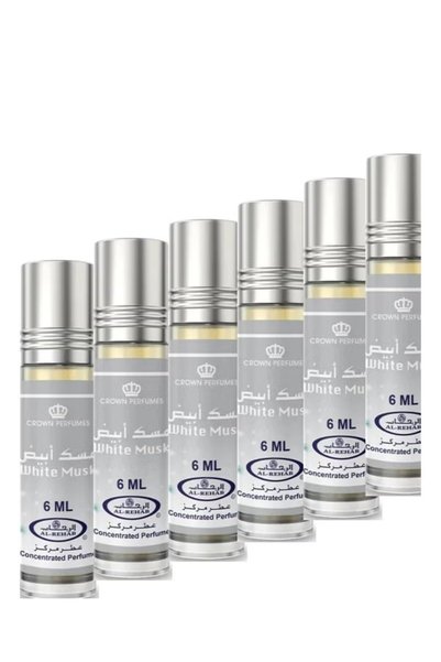 Al Rehab الرحاب عطر مركز بدون كحول مسك ابيض 6 مل * 6 قطع