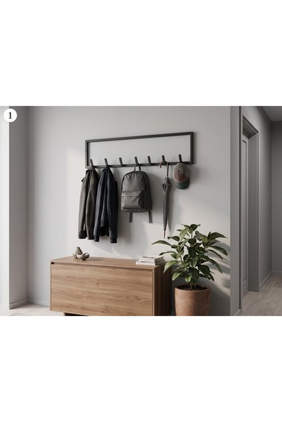 Eyzo Home Modern Metal Duvar Askılığı 6 Kancalı Beyaz Portmanto Antre Hol Elb...