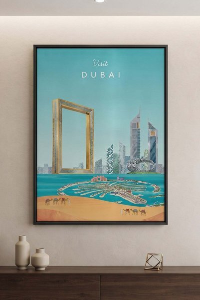 Jasmine Art The Dubai Frame Architecture Wall Art | Portrait Framed Canvas Pr...