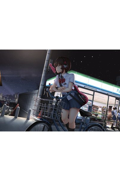 OEM Poster Anime Elevă de școală pe bicicletă în aer liber 4k, 61x90 cm, post...