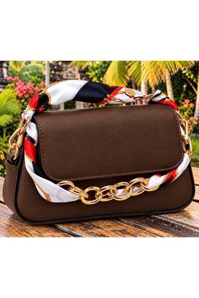 Nuvendi Kadın Eşarp Ve Zincir Detaylı Klasik Omuz Çantası