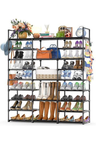 Mylindde Shoe Rack Tall, Metal Shoe Storage Shelf, Large Capacity Shoes Organ...