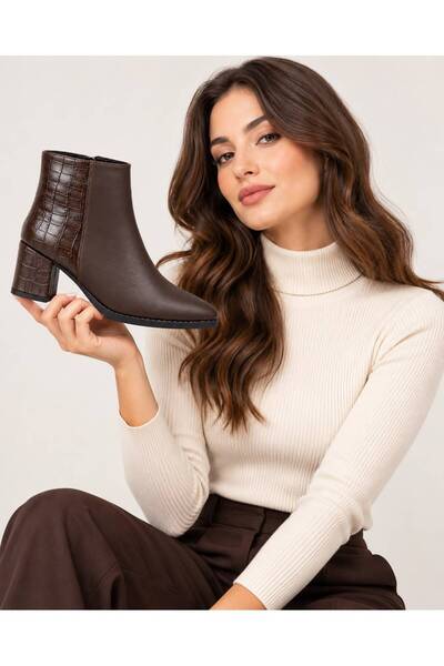 SOLERIUM SHOES Classic Brown Shiny Boots with Detailing