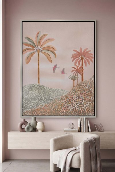 Jasmine Art Boho Palms Architecture Wall Art | Portrait Framed Canvas Print |...