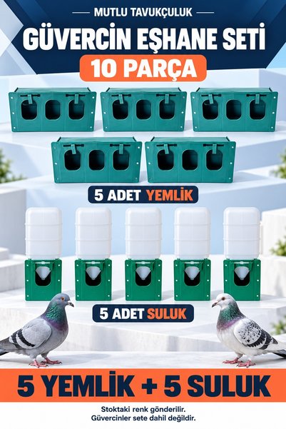 MUTLU TAVUKÇULUK Güvercin Eşhane Yemlik ve Suluk Seti 10 Yemlik 10 Suluk