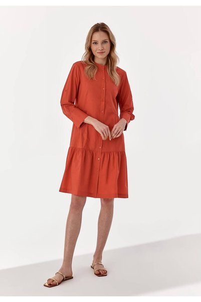 TATUUM Rochie Damă Lanola 2 – 100% Bumbac, Culoare Coral, Croială Largă cu Vo...