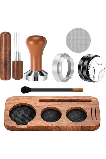ANGJU 7 Pcs Espresso Accessories Kit, 51 mm Coffee Tamper Set Espresso Machin...