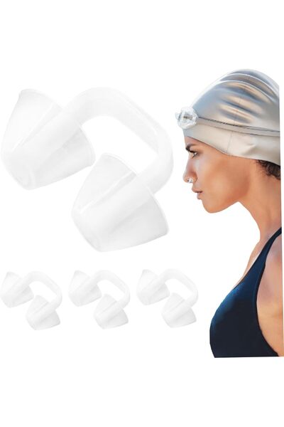 TERRIFI Swimming Nose Clips for Adults and Beginners, 4-Piece Waterproof Sili...