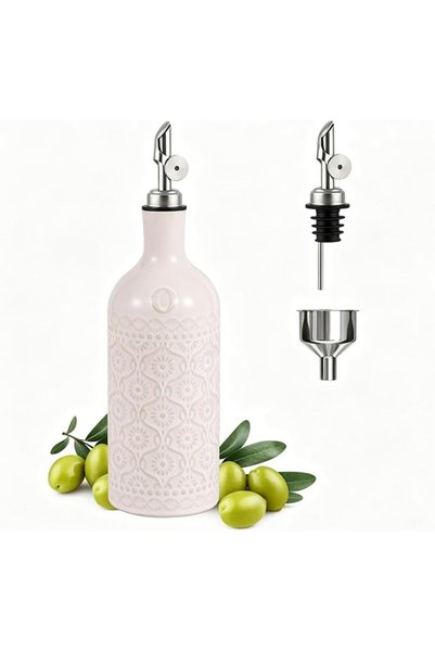 GENERAL 20oz Ceramic Olive Oil Dispenser Bottle, Auto-Pour Spout, UV Protecti...