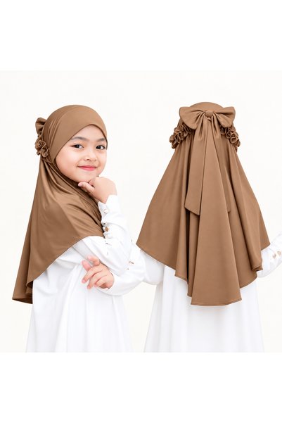 synshop وشاح بني اللون للفتيات مستورد وعملي وسهل الارتداء، شال، بونيه، حجاب ل...