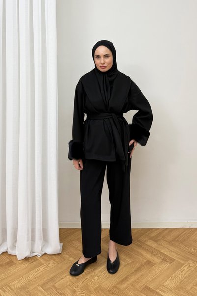 Melike Tatar Fur-Cuffed Coat 97-7430