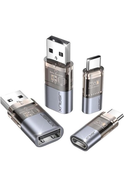 jsaux USB Data Blocker & USB C Data Blocker (4-Pack), Transparent