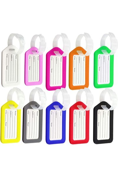 ECVV Luggage Tags 10pcs, Plastic Luggage Identifiers Key Tags with Name and f...
